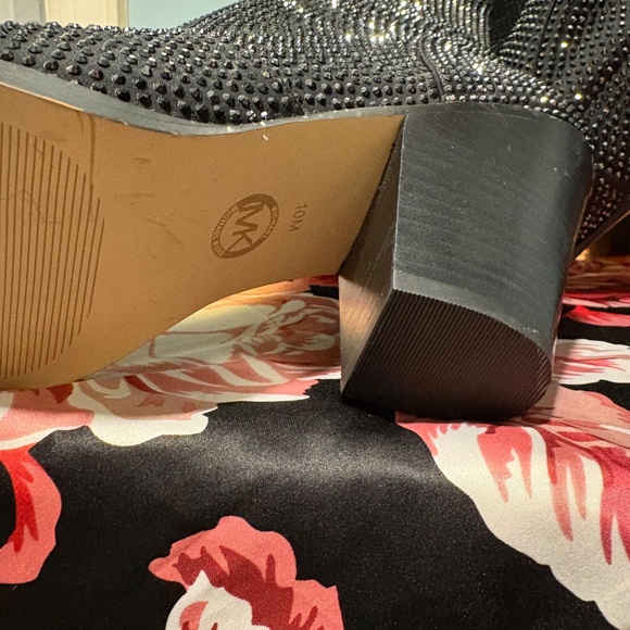 Michael Kors Black Crystal Studded Ankle Boots | Size 10M | Block Heel | Glam St - Picture 4 of 9